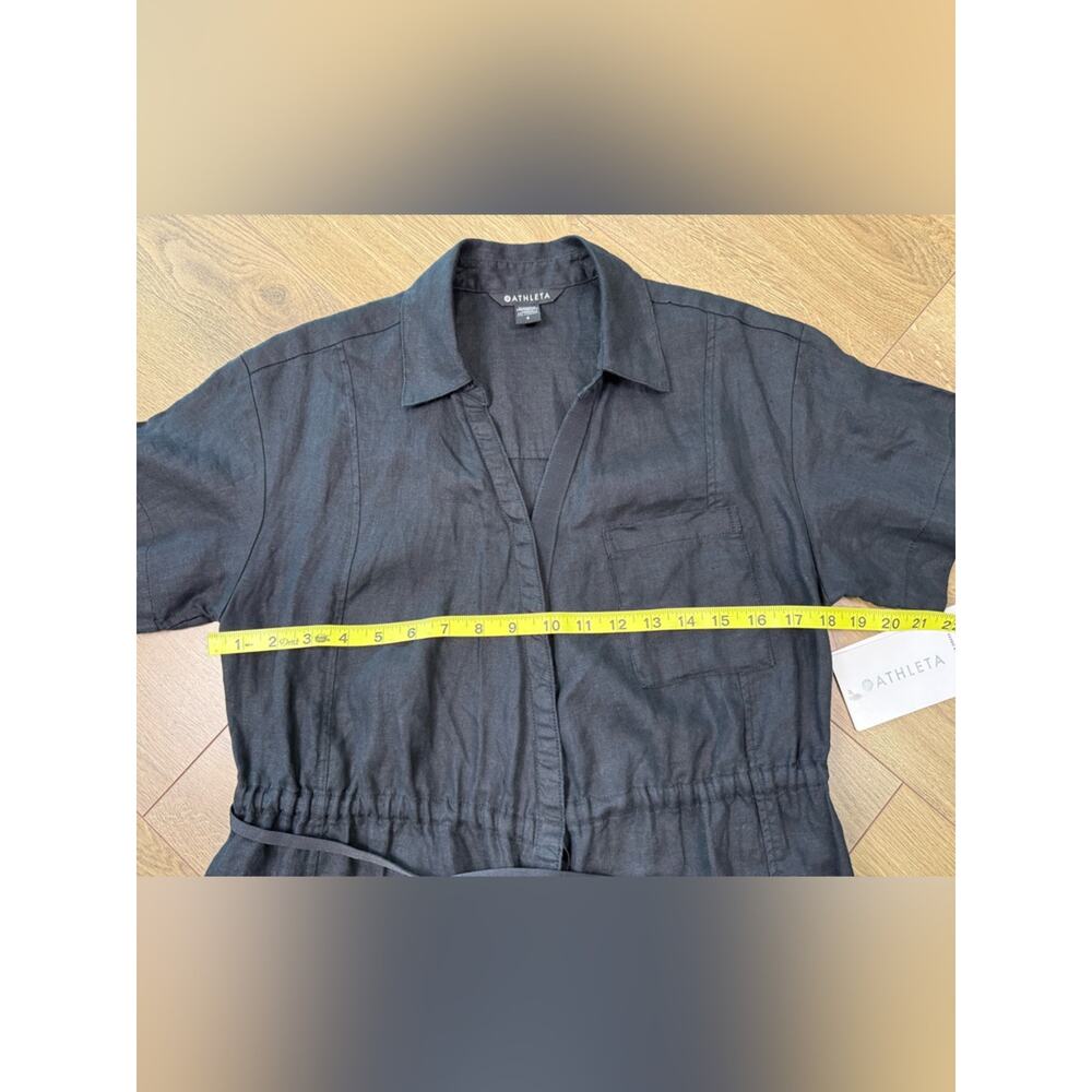 NWT Athleta Playa Linen Wrap V-Neck Dress with Pockets Summer Black Size 2 - Picture 11 of 12